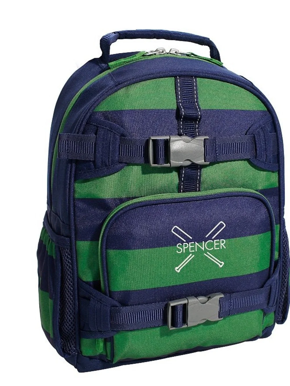 Pottery Barn Kids Navy & Green Striped Backpack with Tennis Graphic